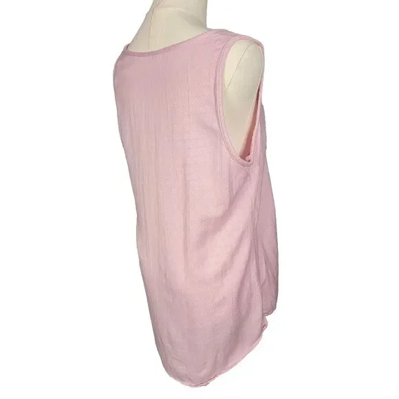 Soft Surroundings Tops M Sleeveless Tunic Lilac *faint stain* Button Coastal - Picture 10 of 17